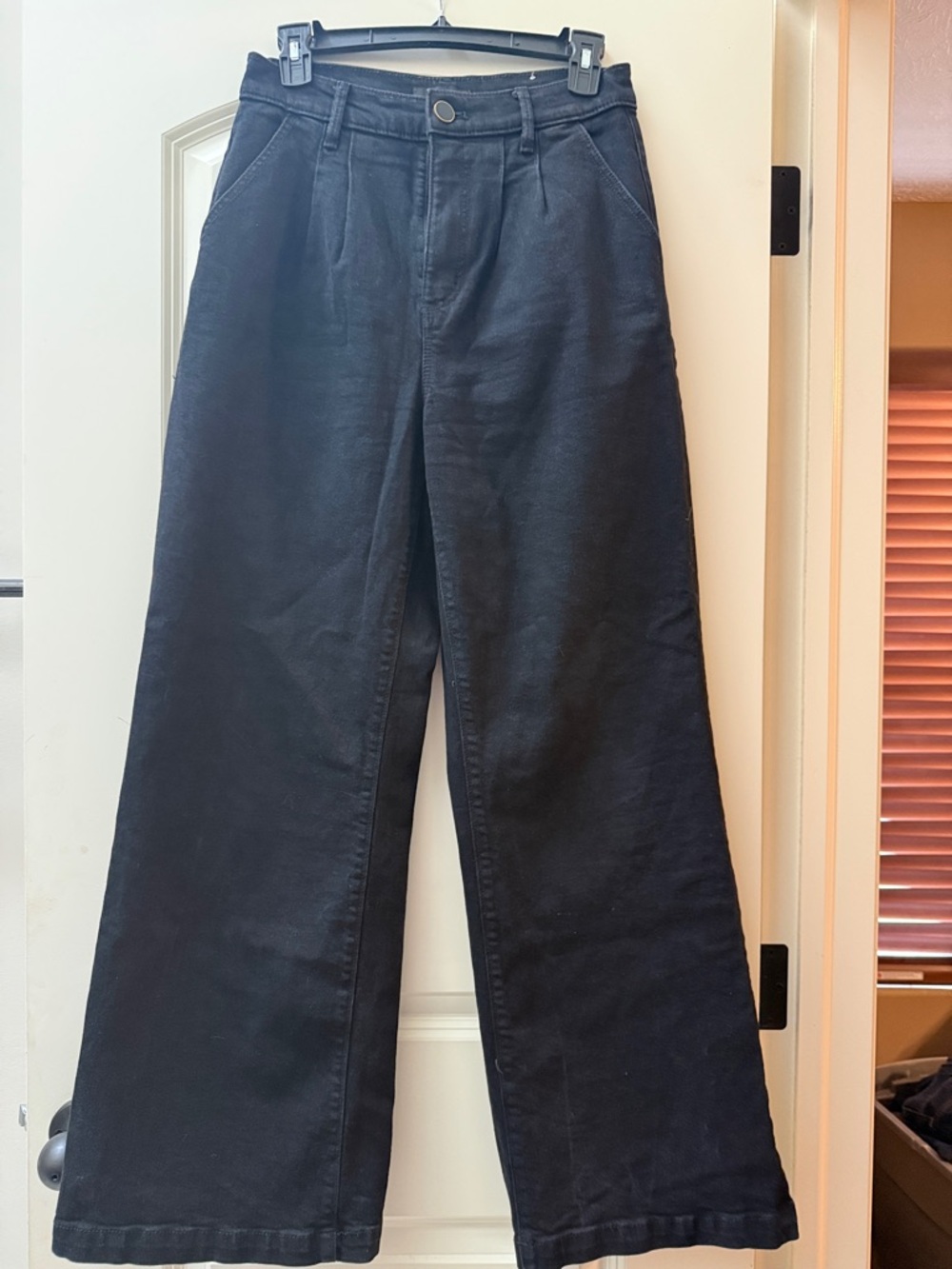 Ann Taylor Black Denim Wide-Leg Trousers